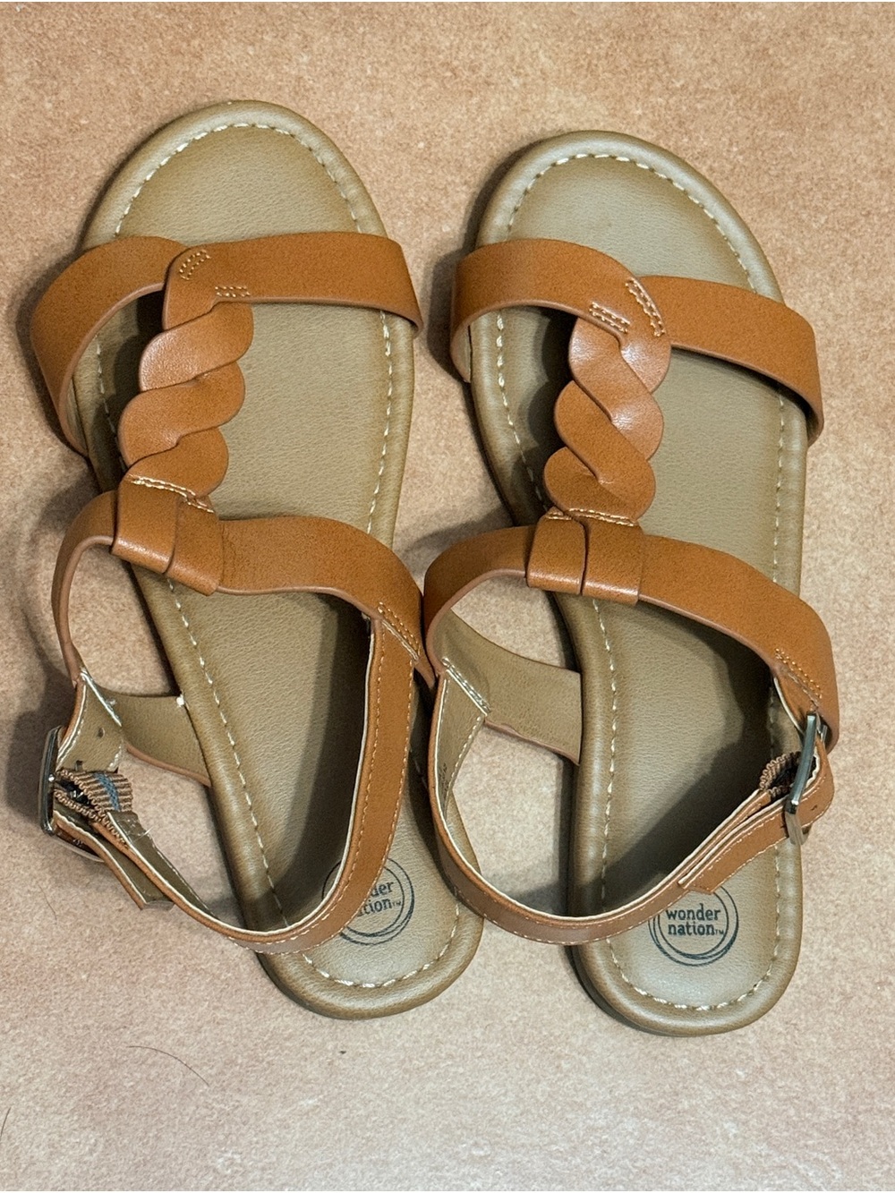 Wonder Nation Little Girls and Big Girls Braid Sandals Size 2